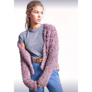 fuzzy knit cardigan -mauve